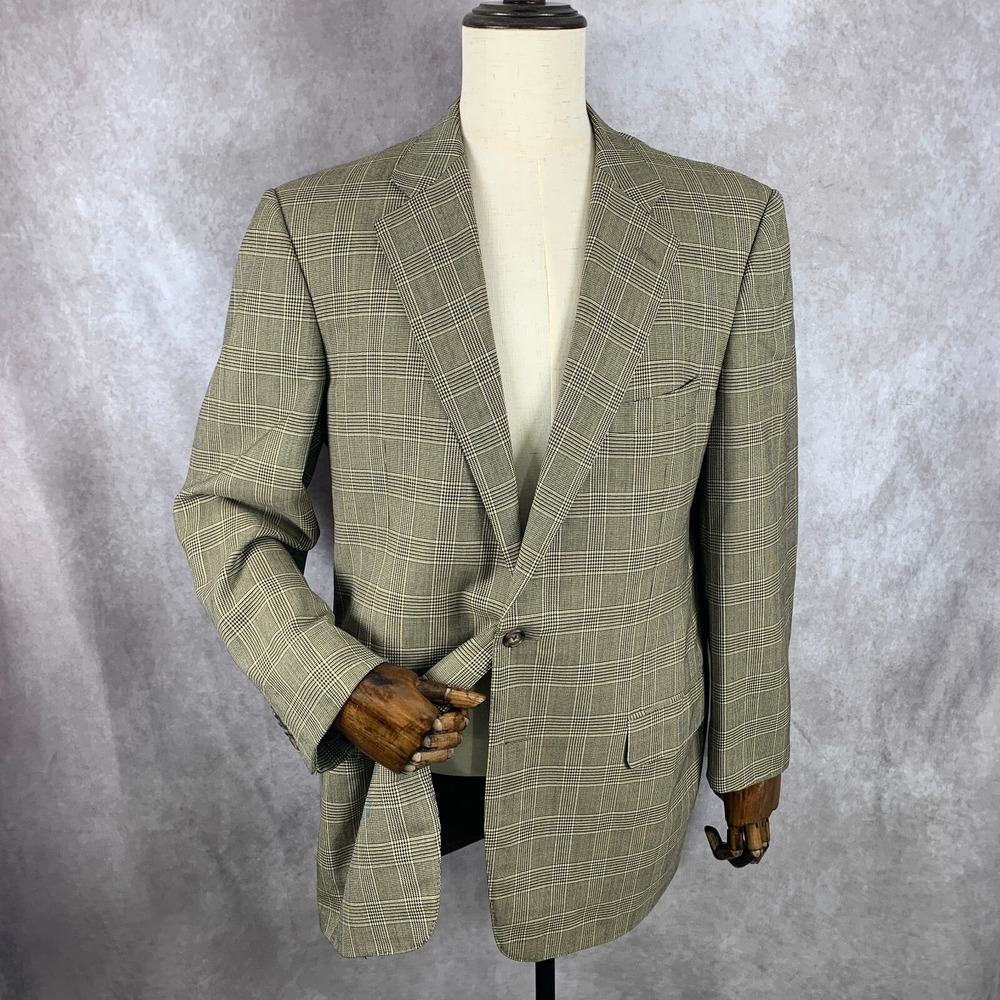 Ermenegildo Zegna Su Misura Blazer Jacket Men 44 Windowpane Wool Sport Coat